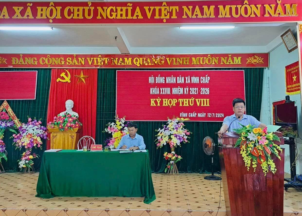 Hội đồng Nhân dân xã Vĩnh Chấp khoá XXVIII, nhiệm kỳ 2021 - 2026 tổ chức kỳ họp thứ 8